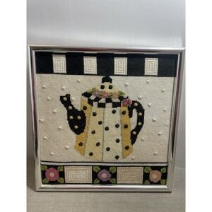 Teapot needlepoint‎ Professionally Mounted And Framed